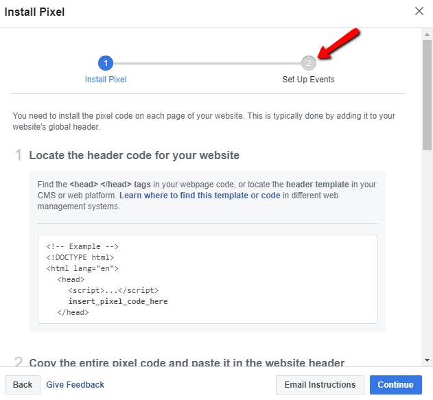 fb event code setup